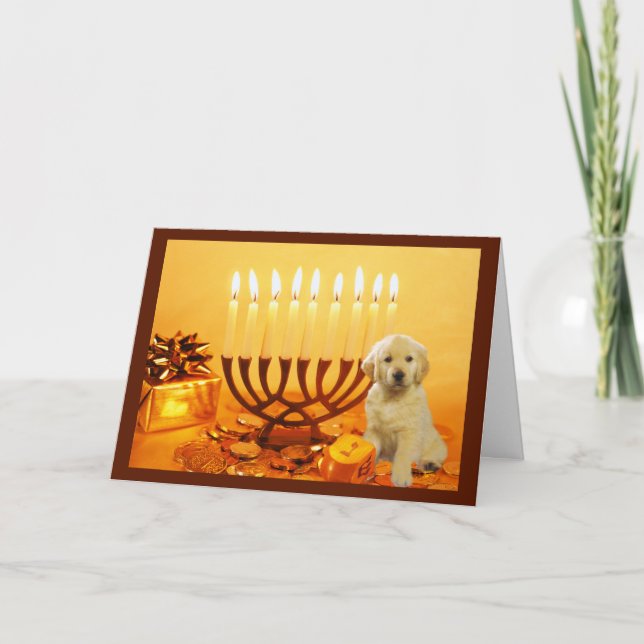 Golden Retriever  Chanukah Card Menorah5 (Front)