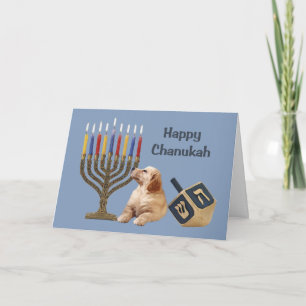Golden Retriever Chanukah Card Menorah Dreidel1