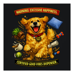 Golden Retriever Chaos Mode Activated  Poster