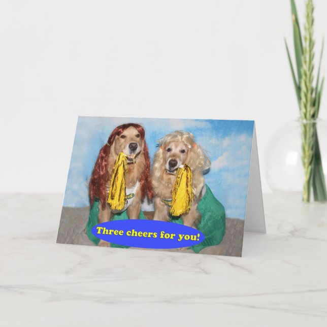 Golden Retriever Cheerleaders Congratulations Card (Front)