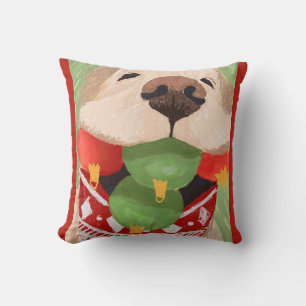 Golden Retriever Christmas Balls Mouth Funny Cushion