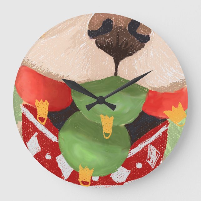 Golden Retriever Christmas Balls Mouth Funny GIft Large Clock (Front)