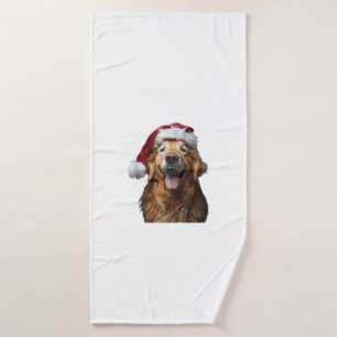 Golden Retriever Christmas Bath Towel