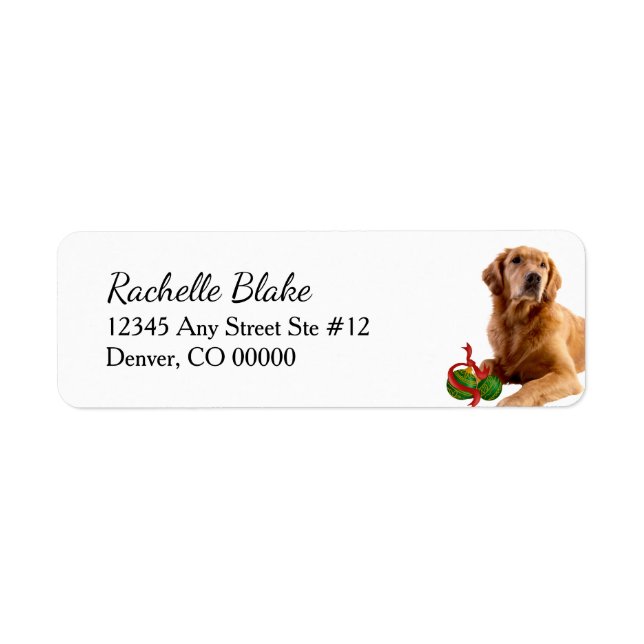 Golden Retriever Christmas Bulbs Return Address Label (Front)