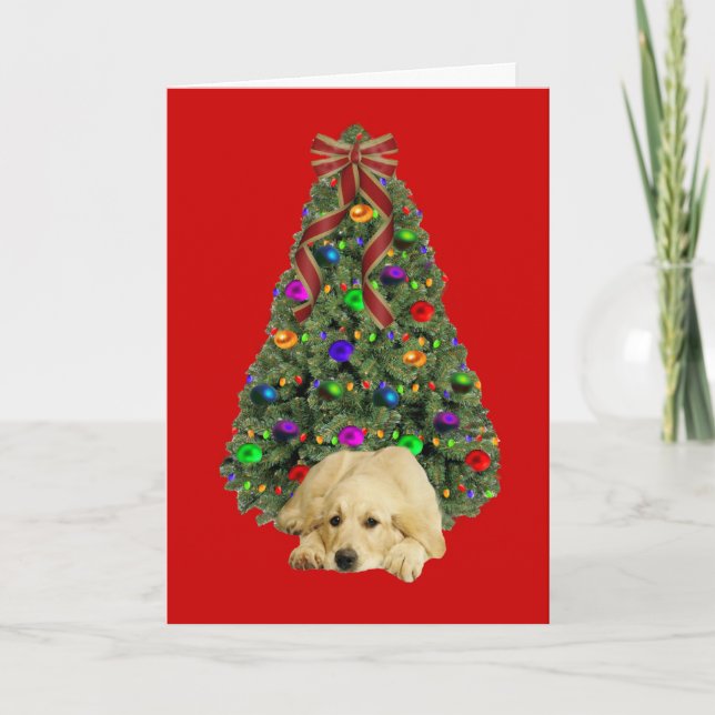 Golden Retriever Christmas Card Tree (Front)