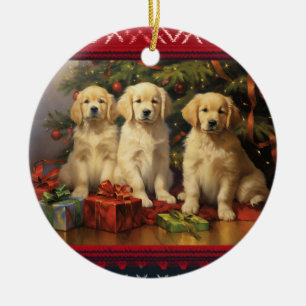 Golden Retriever Christmas Ceramic Ornament