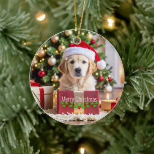 Golden Retriever Christmas Ceramic Ornament