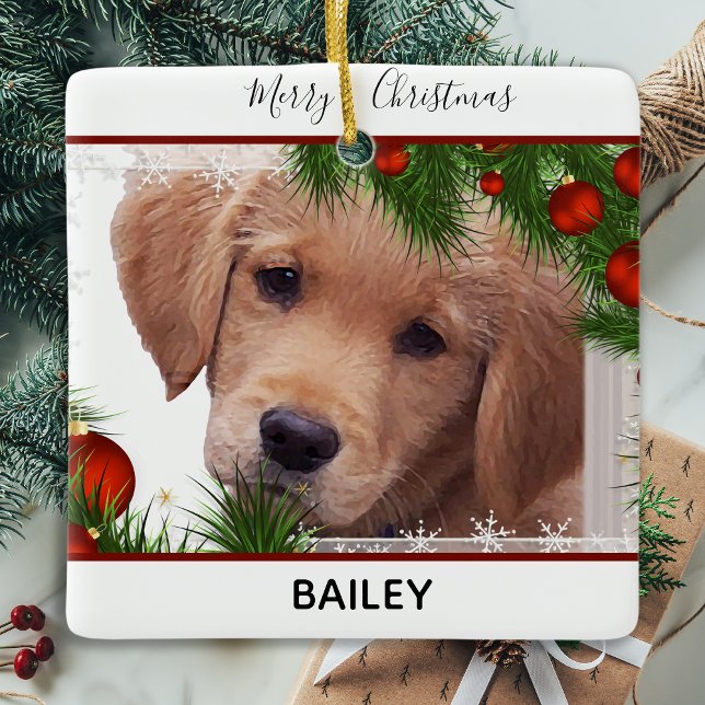 Golden Retriever Christmas - Cute Dog Puppy Ceramic Ornament (Creator Uploaded)