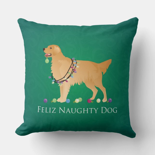 Golden Retriever Christmas Design Cushion (Front)