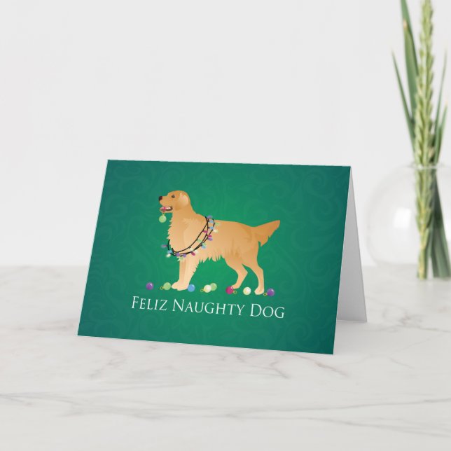 Golden Retriever Christmas Design Holiday Card (Front)