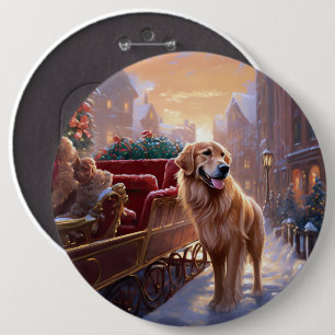 Golden Retriever Christmas Festive Season  6 Cm Round Badge