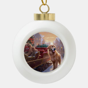 Golden Retriever Christmas Festive Season  Ceramic Ball Christmas Ornament
