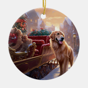 Golden Retriever Christmas Festive Season  Ceramic Ornament