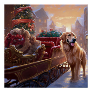 Golden Retriever Christmas Festive Season  Poster