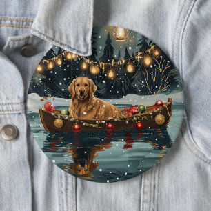 Golden Retriever Christmas Festive Voyage  6 Cm Round Badge