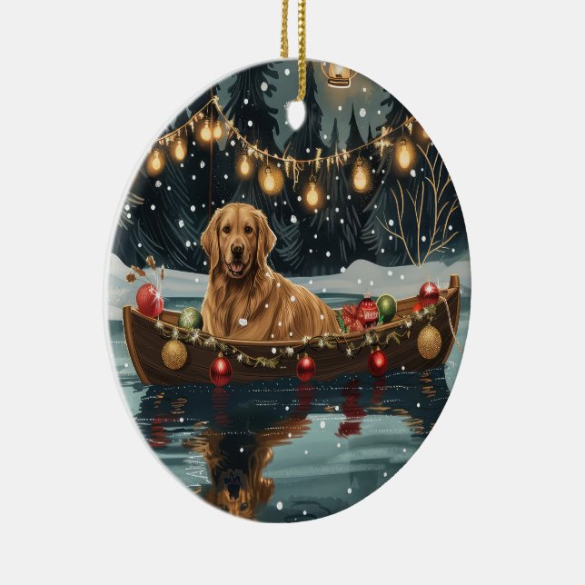 Golden Retriever Christmas Festive Voyage  Ceramic Ornament (Right)