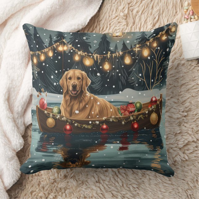 Golden Retriever Christmas Festive Voyage  Cushion (Blanket)