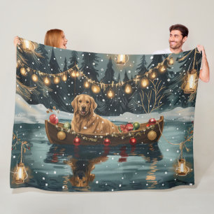 Golden Retriever Christmas Festive Voyage  Fleece Blanket