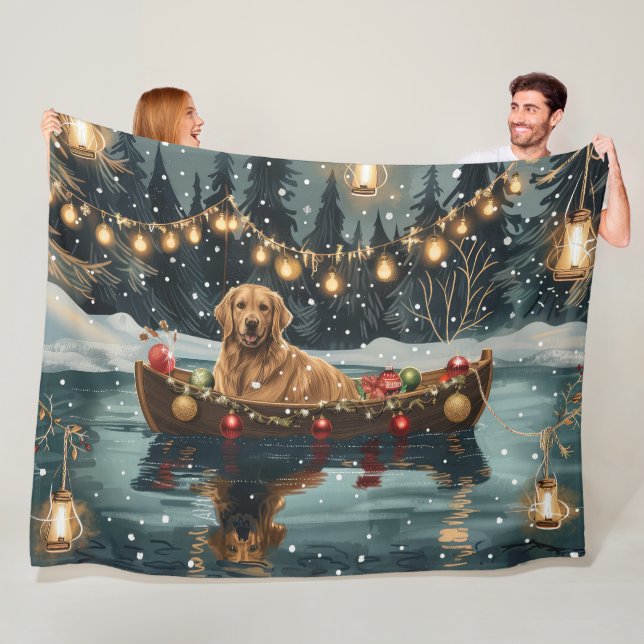 Golden Retriever Christmas Festive Voyage  Fleece Blanket (In Situ)