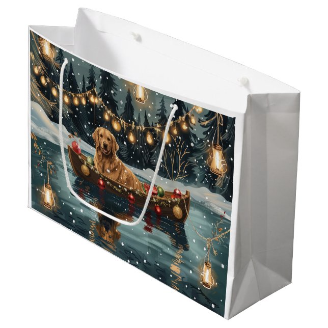 Golden Retriever Christmas Festive Voyage  Large Gift Bag (Front Angled)