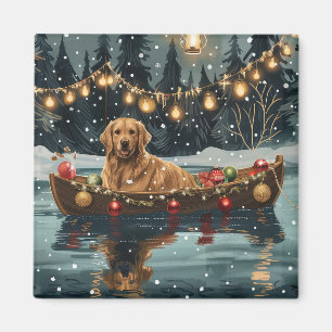 Golden Retriever Christmas Festive Voyage  Magnet