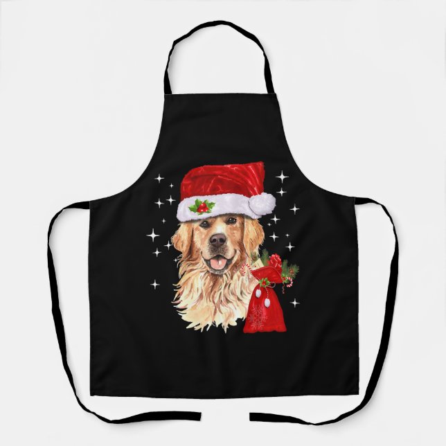 Golden Retriever Christmas Funny Christmas Gift Apron (Front)