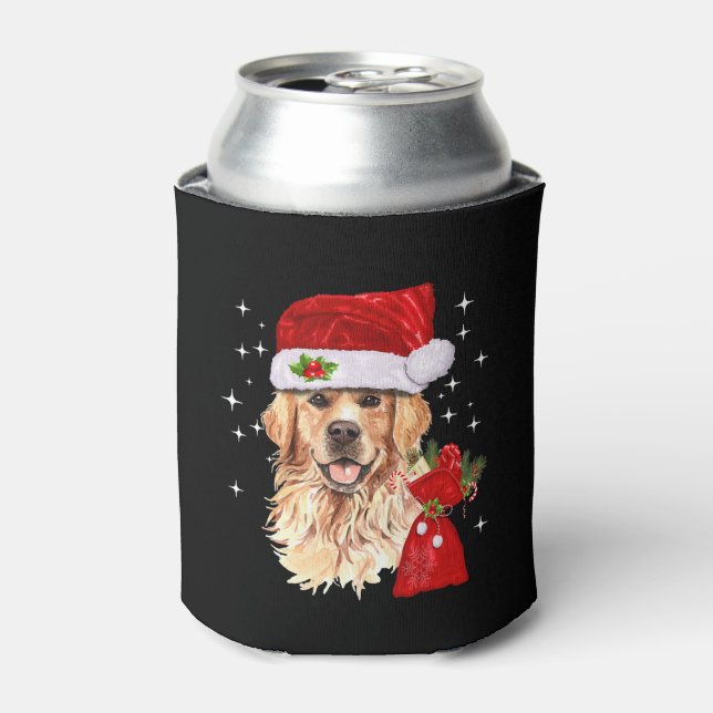 Golden Retriever Christmas Funny Christmas Gift Can Cooler (Can Front)