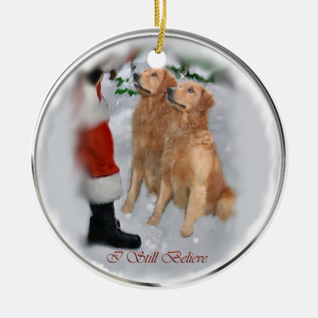 Golden Retriever Christmas Gifts Ornament (Front)
