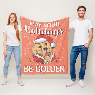 Golden Retriever Christmas Golden 2022 Xmas Holida Fleece Blanket