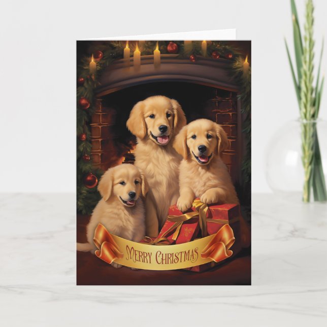 Golden Retriever Christmas greeting card (Front)