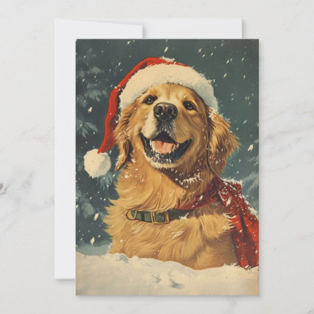 Golden Retriever Christmas  Holiday Card (Front)