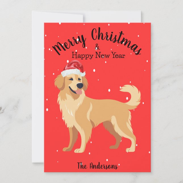 Golden Retriever Christmas Holiday Card (Front)