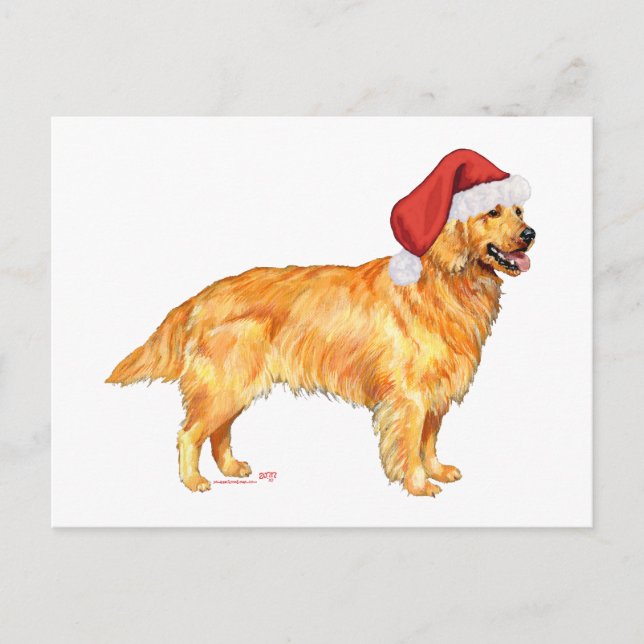 Golden Retriever Christmas Holiday Postcard (Front)