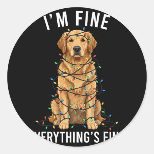 Golden Retriever Christmas I'm Fine Everything Is Classic Round Sticker
