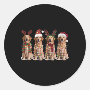 Golden Retriever Christmas Light Golden Dog Christ Classic Round Sticker