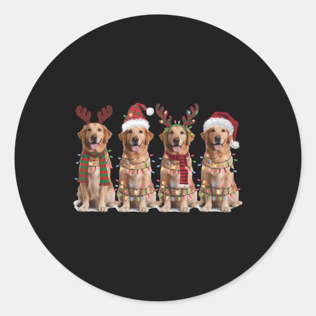Golden Retriever Christmas Light Golden Dog Christ Classic Round Sticker (Front)