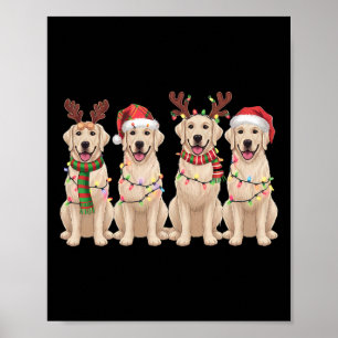 Golden Retriever Christmas Light Golden Dog Christ Poster