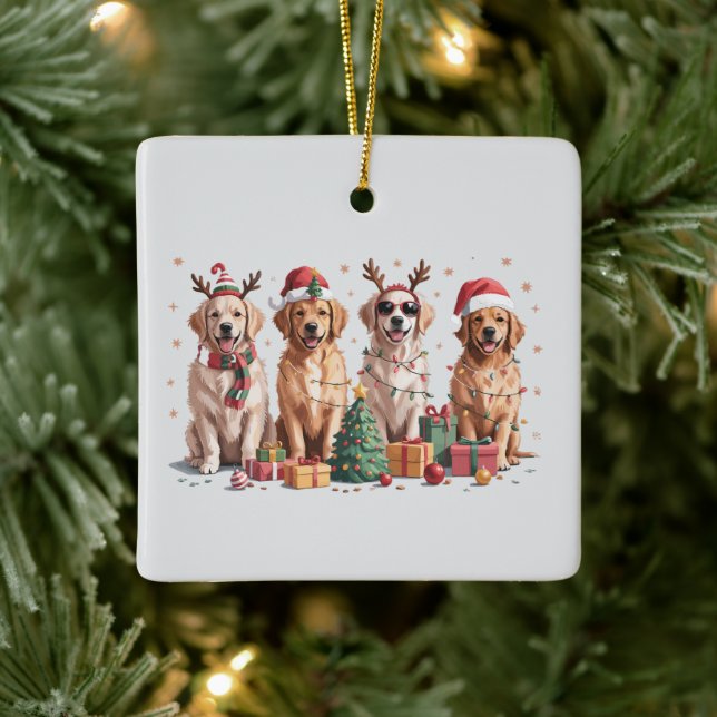 Golden Retriever Christmas Lover Dog Mum Xmas Ceramic Ornament (Tree)