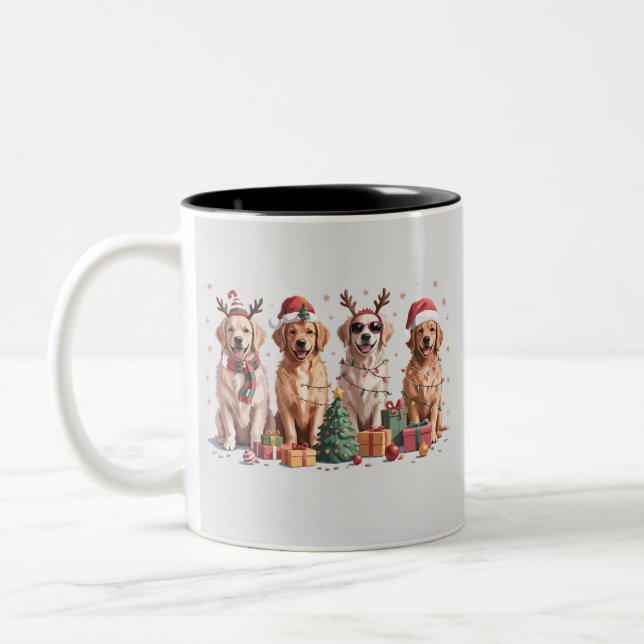 Golden Retriever Christmas Lover Dog Mum Xmas Two-Tone Coffee Mug (Left)