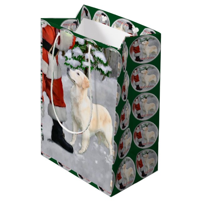 Golden Retriever Christmas Medium Gift Bag (Back Angled)