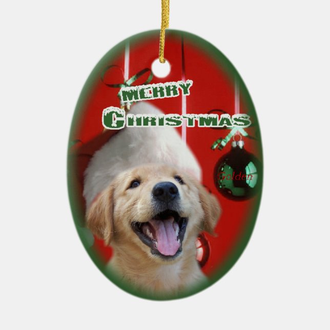 Golden Retriever Christmas Ornament (Front)