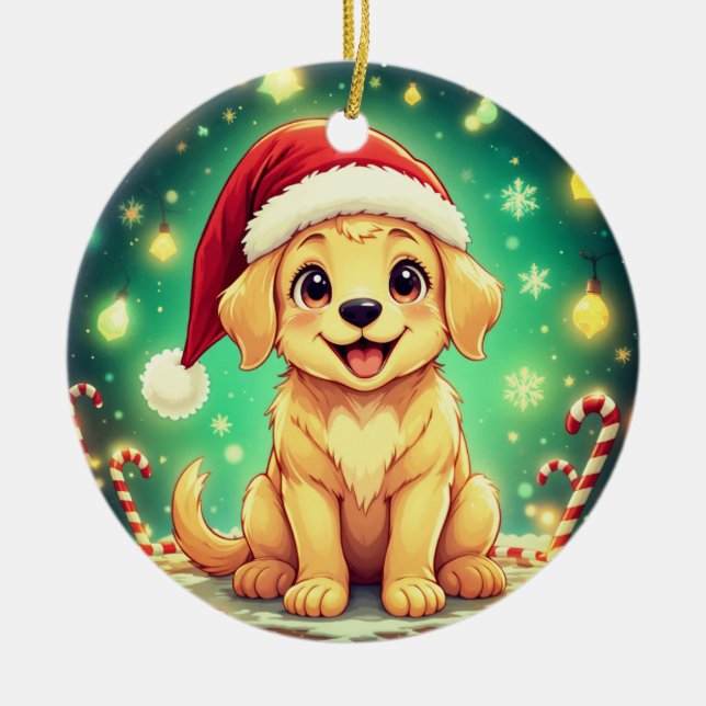 Golden Retriever Christmas Ornament (Front)