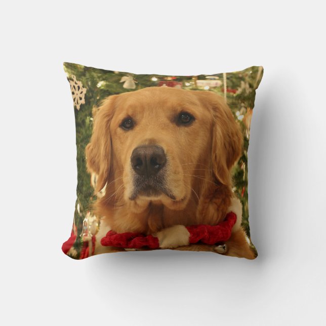 Golden Retriever Christmas Pillow (Front)