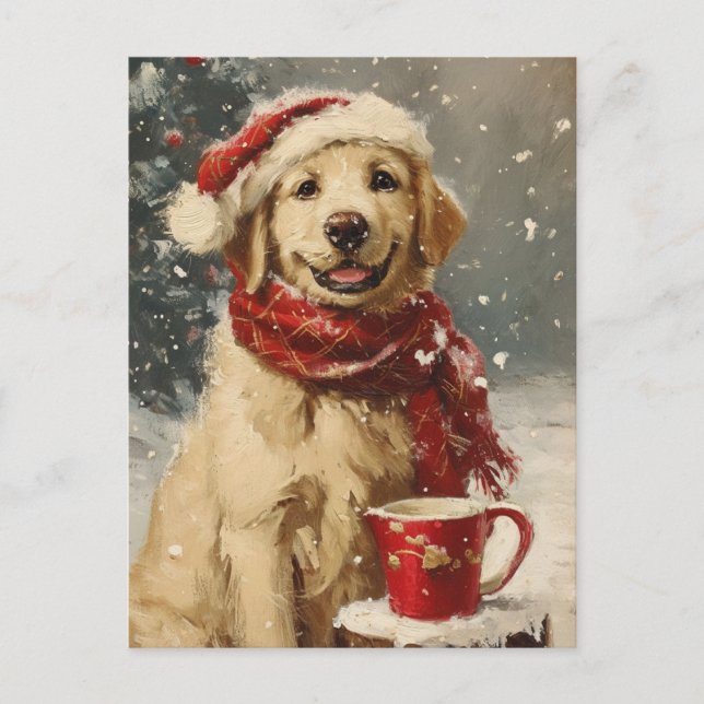 Golden Retriever Christmas  Postcard (Front)