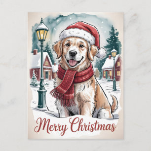 Golden Retriever Christmas Postcard