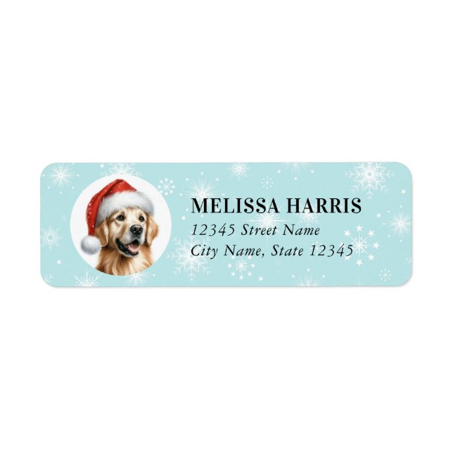 Golden Retriever Christmas Return Address Labels (Front)