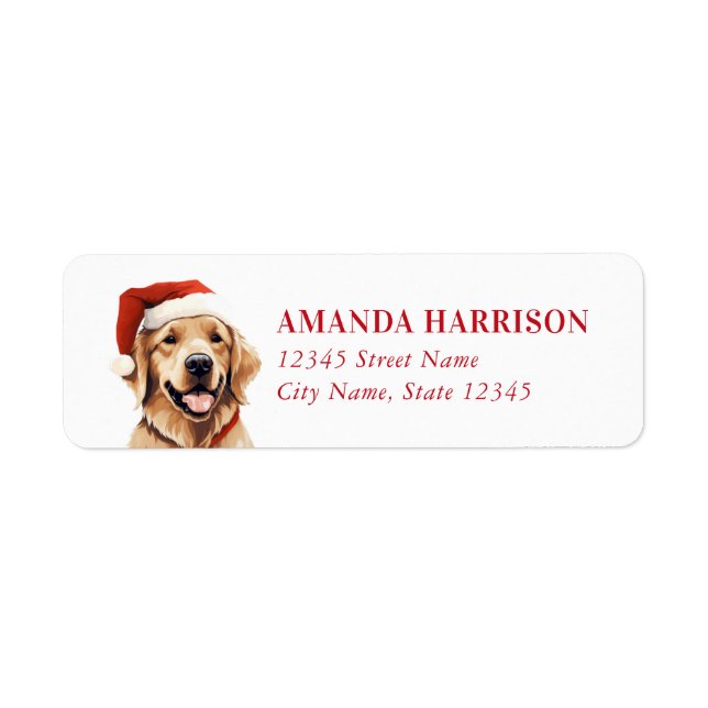 Golden Retriever Christmas Return Address Labels (Front)
