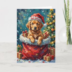 Golden Retriever Christmas Santa Bag Adventure Card