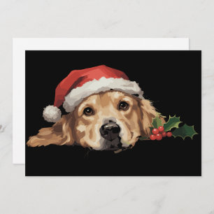 Golden Retriever Christmas Santa Hat Dog Xmas Holiday Card