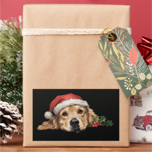 Golden Retriever Christmas Santa Hat Dog Xmas Rectangular Sticker